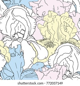 Vector seamless pattern with iris 2