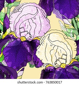 Vector seamless pattern with iris 4