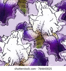 Vector seamless pattern with iris 4