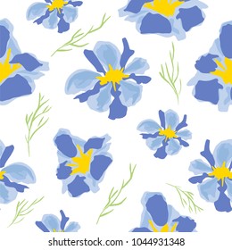 Vector seamless pattern with iris flowers. Iris flowers pattern.