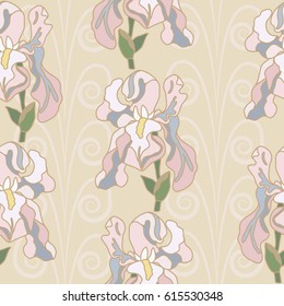 vector of seamless pattern with irises flowers