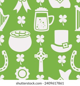 vector seamless pattern of irish St. Patrick's Day