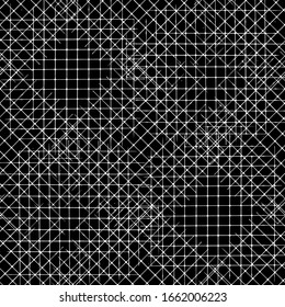 Vector seamless pattern with Irregular abstract linear grid. Graphical hand drawn background. Grunge monochrome texture