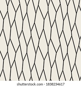 Vector seamless pattern. Irregular abstract thin grid background. Reticulated vector texture. Modern polygonal trellis. Trendy hipster graphic design.