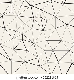 Vector seamless pattern. Irregular abstract linear grid. Graphical hand drawn background. Reticulated monochrome texture