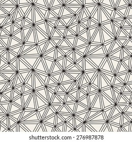 Vector seamless pattern. Irregular abstract linear grid. Graphical hand drawn background. Reticulated monochrome texture. Trendy graphic design.