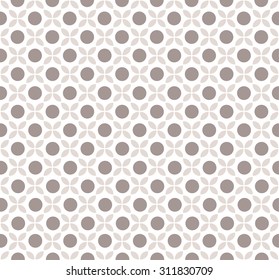 Vector seamless pattern. Irregular abstract linear grid with circles in nodes. Graphical hand drawn background. Reticulated monochrome texture