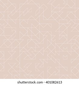 Vector seamless pattern. Irregular abstract linear grid. Graphical background. Chaotic brown texture with triangles