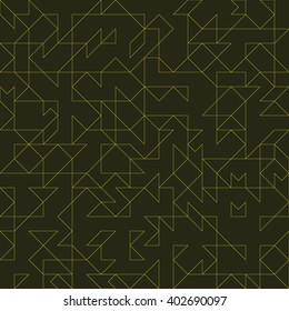 Vector seamless pattern. Irregular abstract linear grid. Graphical background. Chaotic brown texture with triangles