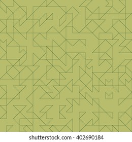Vector seamless pattern. Irregular abstract linear grid. Graphical background. Chaotic brown texture with triangles