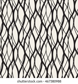 Vector seamless pattern. Irregular abstract grid. Linear hand drawn background.