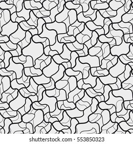 Vector seamless pattern. Irregular abstract grid. Linear hand drawn background.