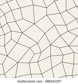 Vector seamless pattern. Irregular abstract grid background. Reticulated vector texture. Modern polygonal trellis. Trendy hipster graphic design.