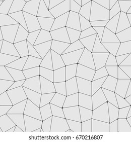 Vector seamless pattern. Irregular abstract triangular, rectangular grid. Graphic hand drawn background. Mesh monochrome texture. Fashionable graphic design.