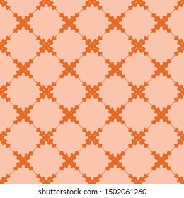 Vector seamless pattern with irregular check texture in geometric layout. Ethnic pink and ocre doodle diamond grid texture. Abstract vector background. Wallpaper, cloth design, fabric, paper, textile