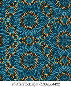 Vector seamless pattern with irregular dots texture in geometric layout. Ethnic colorful doodle texture. Abstract vector background. Wallpaper, cloth design, fabric, paper, textile template. Hand