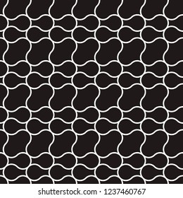 Vector seamless pattern. Irregular grid with rounded angles. Stylish mosaic texture. Hand drawn linear background with structure of mesh leaf veins. Contemporary graphic design.