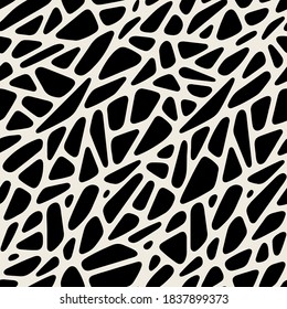 Vector seamless pattern. Irregular grid with rounded angles. Stylish mosaic texture. Hand drawn linear background with structure of mesh leaf veins. Contemporary graphic design.