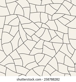 Vector seamless pattern. Irregular linear grid. Stylish mosaic texture. Hand drawn linear background with structure of mesh leaf veins. Contemporary graphic design.