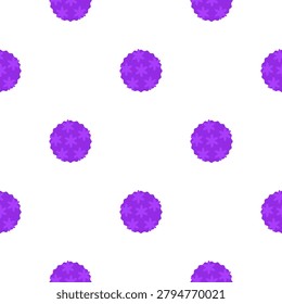 Vector seamless pattern with isolated icons of Allium on white background. Beautiful flowers with purple heads. Ornamental onions are designed in flat minimalist style. It has simplified shapes