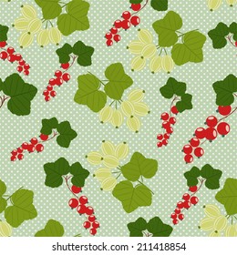Vector seamless pattern with jam berry and red currant  (tasty background)