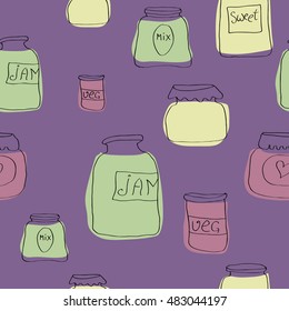 Vector seamless pattern with jam jars
