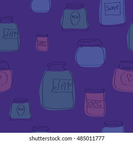 Vector seamless pattern with jam jars