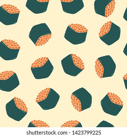 Vector seamless pattern japanese food illustration, Sushi and rolls seamless pattern