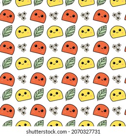 Vector seamless pattern. Japanese sweet food cake. 