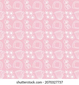 Vector seamless pattern. Japanese sweet food cake. 