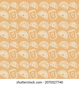 Vector seamless pattern. Japanese sweet food cake. 