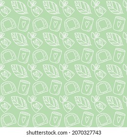 Vector seamless pattern. Japanese sweet food cake. 