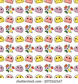 Vector seamless pattern. Japanese sweet food cake. 