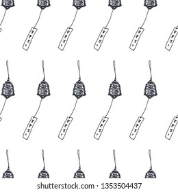 Vector seamless pattern with japanese wind bells. Hand drawn texture with traditional native symbol of hot summer.