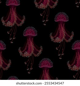 Vector seamless pattern with jellyfish