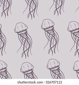 Vector seamless pattern with jellyfish