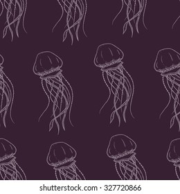 Vector seamless pattern with jellyfish