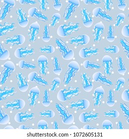vector seamless pattern with jellyfish. bright summer pattern