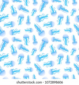 vector seamless pattern with jellyfish. bright summer pattern