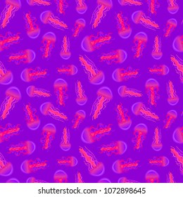 vector seamless pattern with jellyfish. bright summer pattern