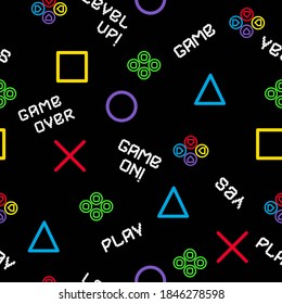 Vector Seamless pattern with joysticks gamepad. illustration for textile, t-shirt prints and other uses. 