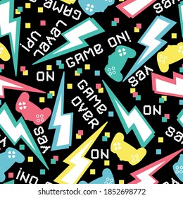 Vector Seamless pattern with joysticks gamepad. illustration for textile, t-shirt prints and other uses. 