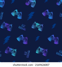 Vector seamless pattern with joysticks, gamepad illustration, for printing on kids t-shirts and other uses.