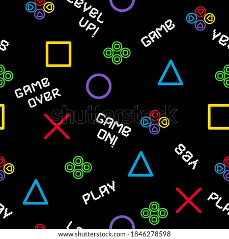Vector Seamless pattern with joysticks gamepad. illustration for textile, t-shirt prints and other uses. 