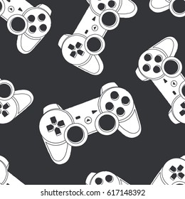 Vector seamless pattern with joysticks. Gaming seamless texture. Vector background.