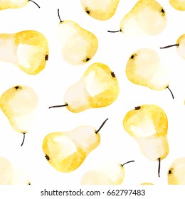 vector seamless pattern juicy fresh sweet drawn pear isolated