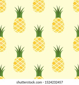Vector seamless pattern with juicy pineapples. Fruit background for fabric, wallpaper, tablecloth, package, web design.