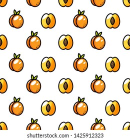 Vector seamless pattern with juicy velvet peaches