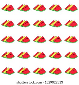 Vector seamless pattern with juicy watermelon slices on white background