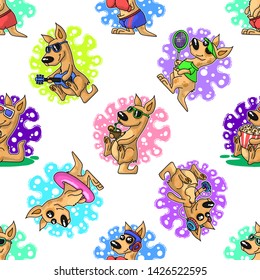 Vector seamless pattern with kangaroo